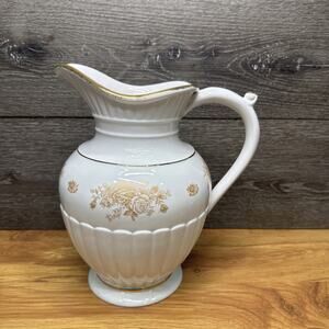 Royal Albert Old Country Roses Gold Fluted Roses Pitcher 10” Tall